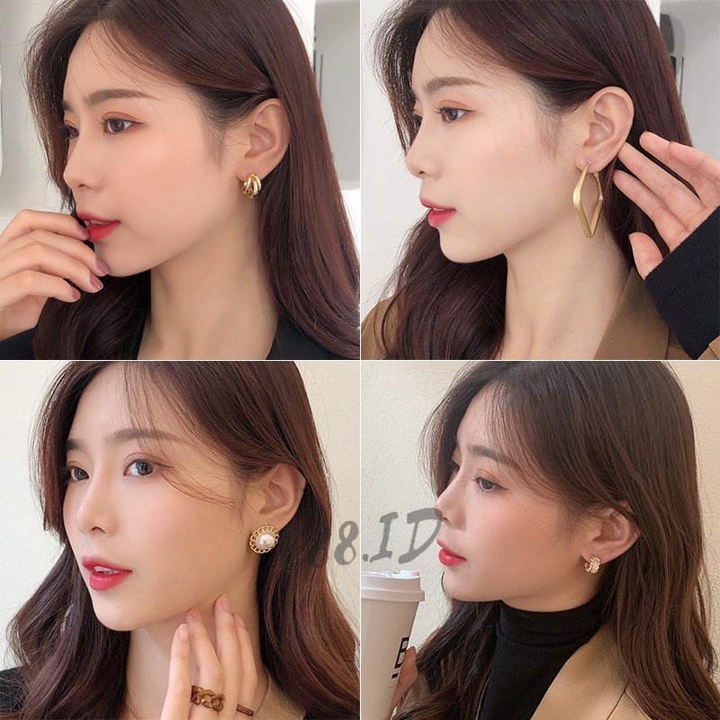 Anting Tusuk Wanita Korea Anti Karat Perak 925 Impor Model Terbaru Bisa untuk Hijab ER 10