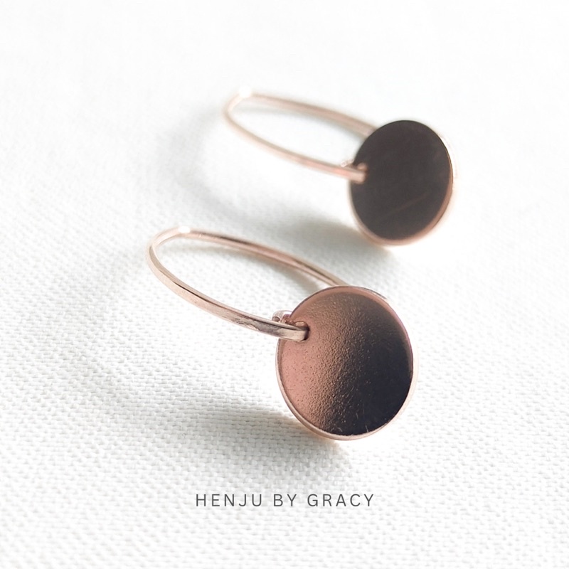 HENJU BY GRACY | Initial Plat Earings | Personalised Earrings | 14K Gold Filled | 14K Rose Gold Fill