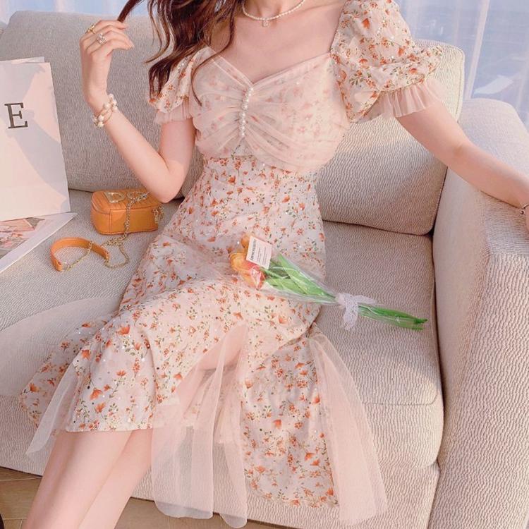 PALING DIMINATI dress korean style import brukat pink wanita/dress bunga/dress korea/dress wanita/mi