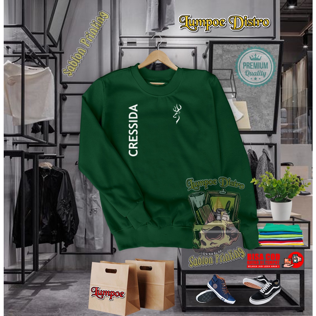 Sweater Cressida Text Quality White Premium Baju Tshirt Lengan Panjang Tebal Crewneck Branded Origin