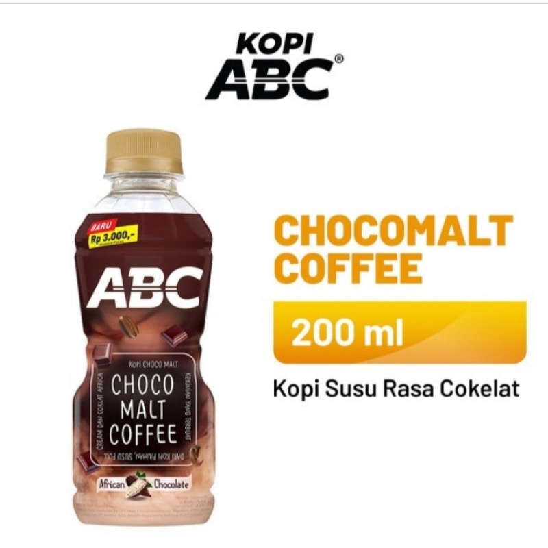 Kopi ABC Botol  Susu Choco Malt 200 ml Ready to Drink