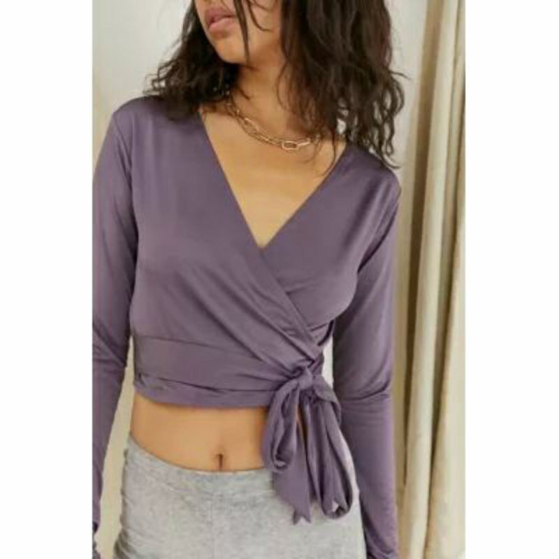 L56 - Urban Outfitters Satin wrap top in Purple