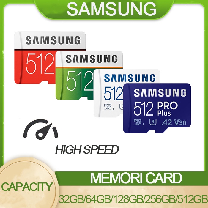 Kartu Memori 32GB/64GB/128GB/256GB/512GB Samsung  Micro SD Card Ultra Kartu SD Memory Kartu TF Card Memory Card High Speed SD TF Card FREE Adapter