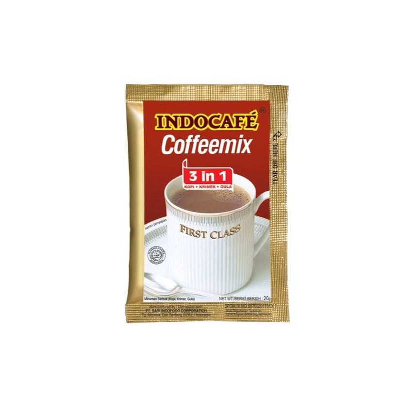 Kopi Indocafe Coffeemix 3 in 1 Kopimik 1 Renceng isi 10 Pcs