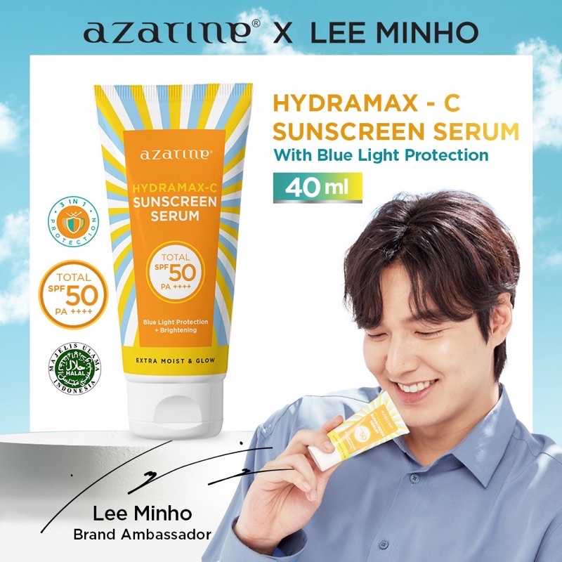 Azarine Hydramax - C Sunscreen Serum SPF 50 PA++++ | Tanpa Alkohol &amp; Parfum | Untuk Kulit Sensitif &amp; Kering | Melembabkan Sunblock Sun Block Blok Screen