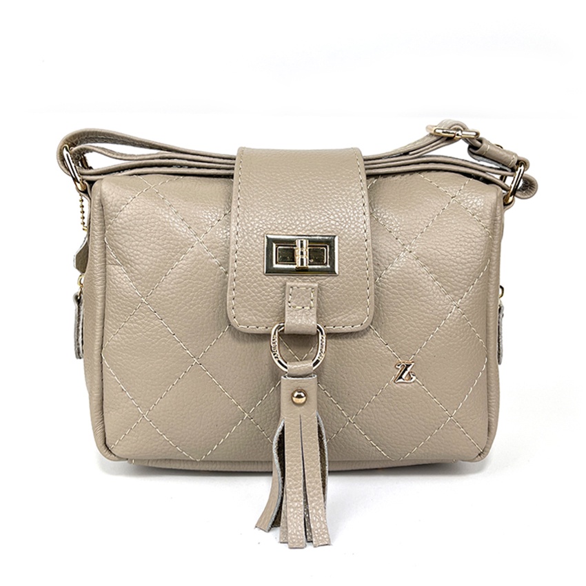 Tas Kulit Wanita ZHR / Tas Selempang Longcam Jahit-Jahit Bahan Kulit Sapi Asli Garut