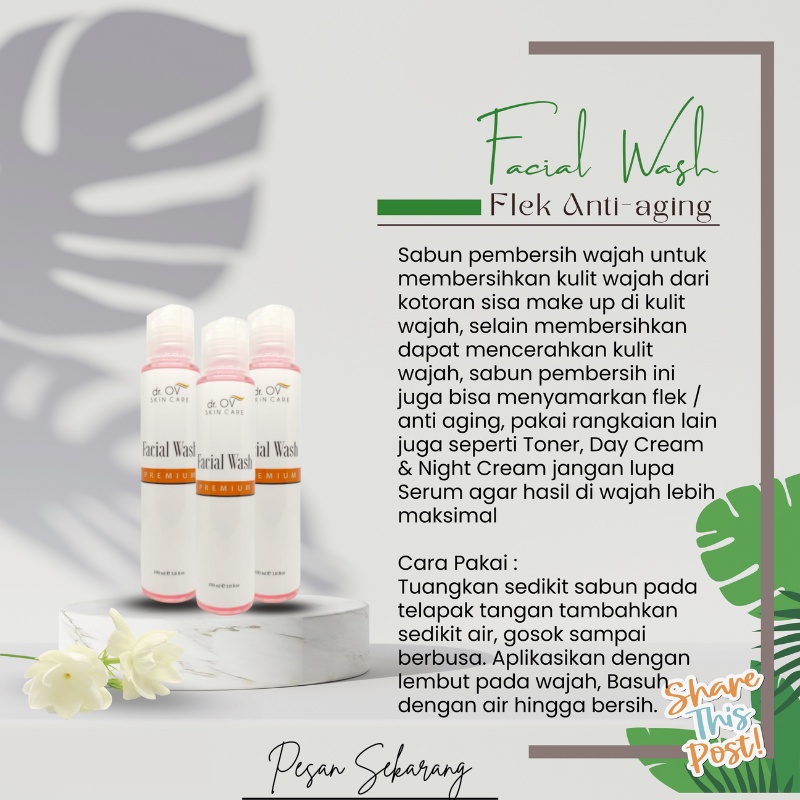 Facial wash Glowing-Premium dr. OV Skin Care BPOM, wajah cerah bebas Jerawat di wajah