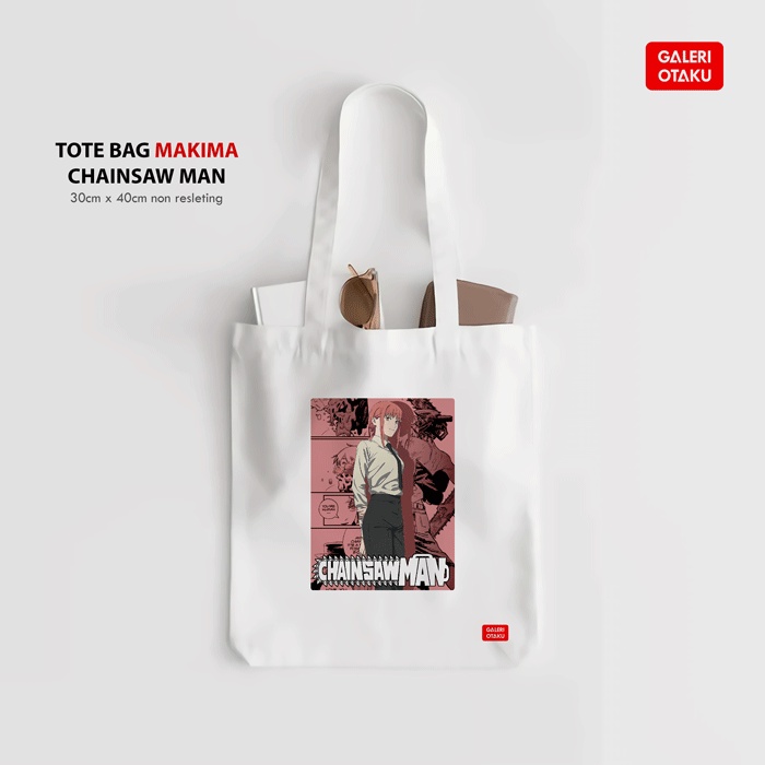 Terbaru Totebag Kanvas Chainsaw Man Galeri Otaku Denji Makima Power Hirofumi Totebag Anime Premium