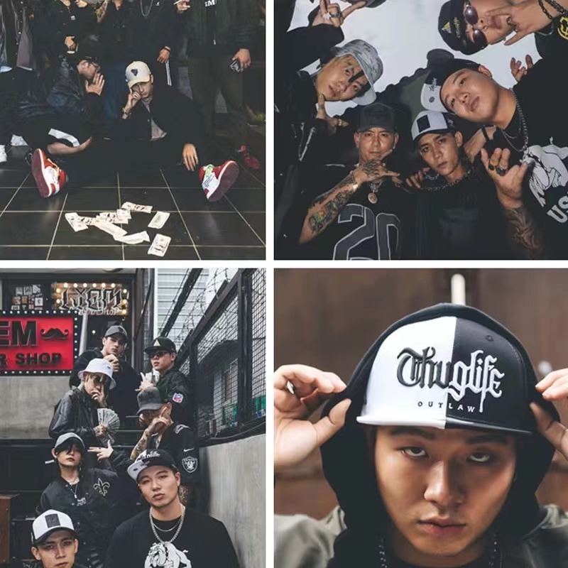 Thug life topi pria Fashion Topi Berkualitas Tinggi untuk wanita Topi panel yang dapat disesuaikan, pasangan Hip Hop Snapback cap