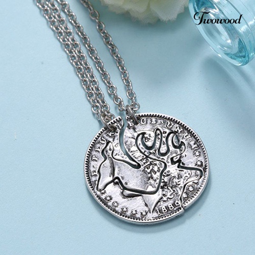2pcs Kalung Rantai Liontin Rusa Unta Gaya Vintage Untuk Unisex