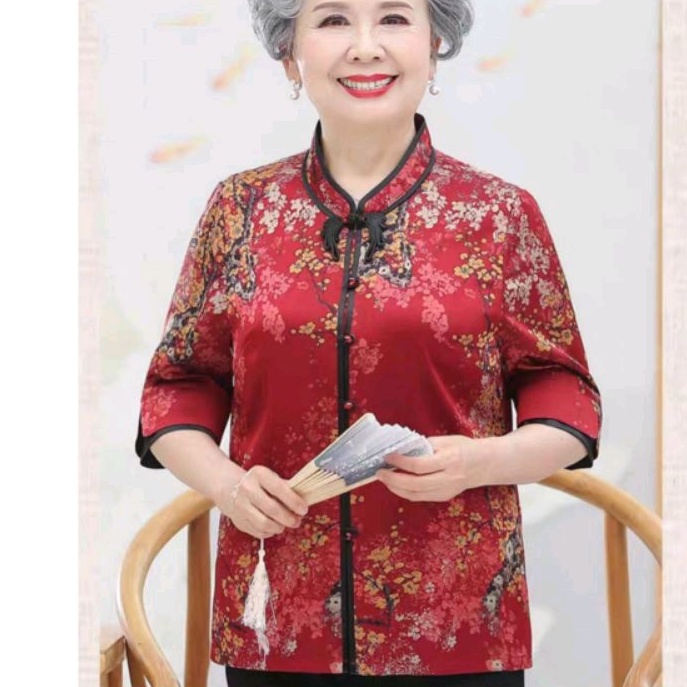 0108 Baju atasan blouse CNY IMLEK merah blus Chinese new year cheongsam wanita premium import  baju 