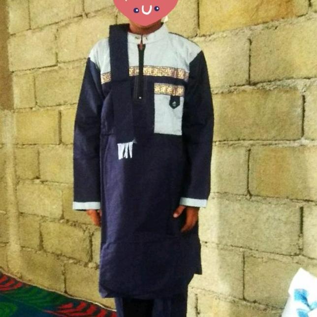 setelan koko anak laki laki baju muslim pakistan panjang usia 1-12 thn - navy, 1-2thn