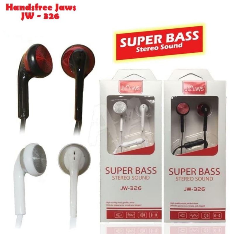 Headset JAWS JW-326 SUPER BASS Handsfree JAWS JW326 Earphone JAWS JW-326 SUPER BASS STEREO SOUND