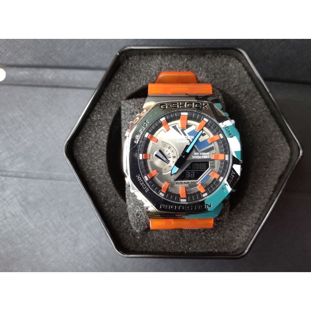 Jam Tangan Casio G-Shock Pria Wanita Metal-Covered Stainless Steel CasiOak Analog Digital GM-2100 Series