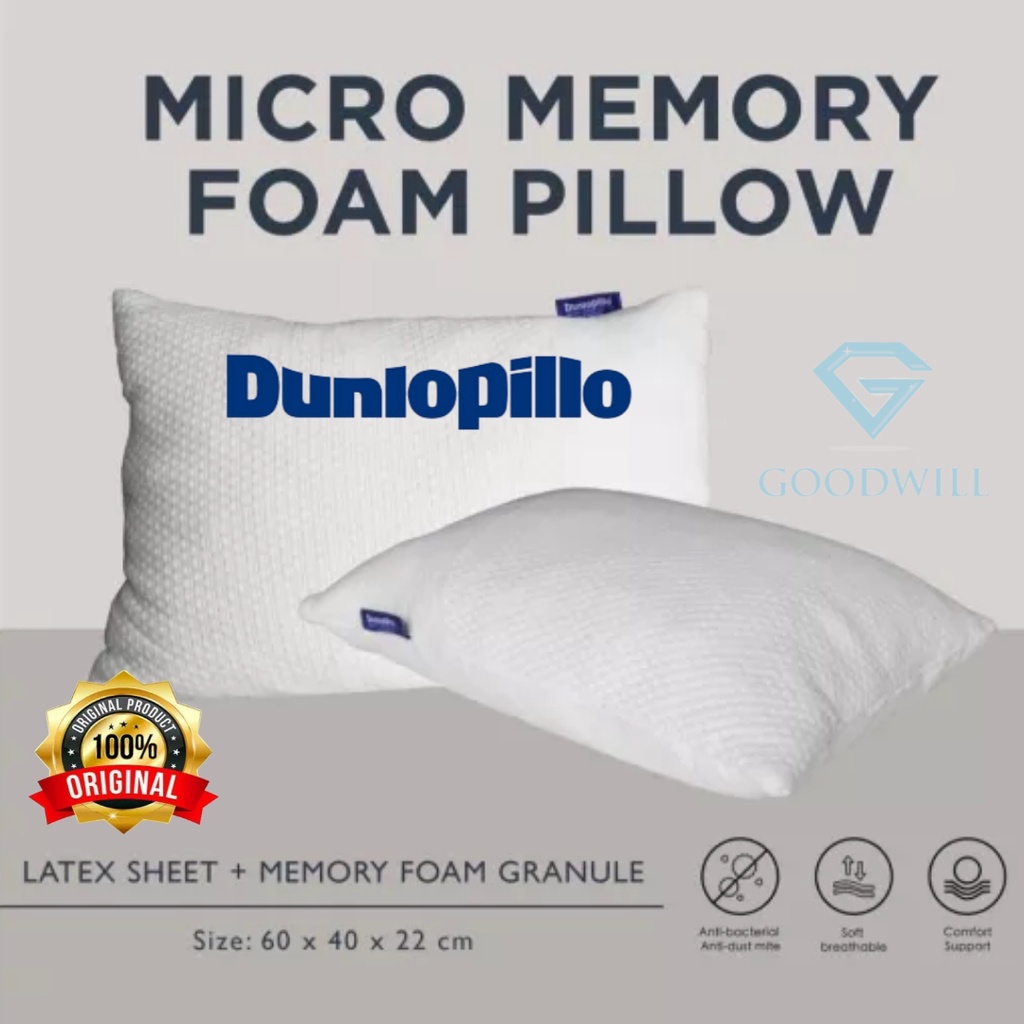 Dunlopillo Micro Memory Foam Pillow Bolster / Bantal Guling Busa