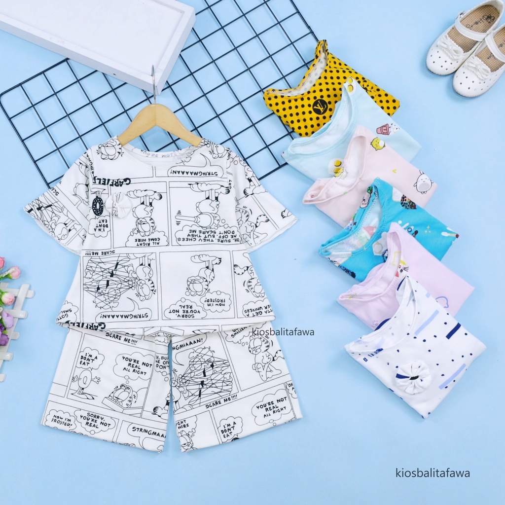 Setelan Lucy uk 2-3 Tahun / Baju Anak Perempuan Atasan Grosir Set Blouse Kulot Kids Balita Cewek