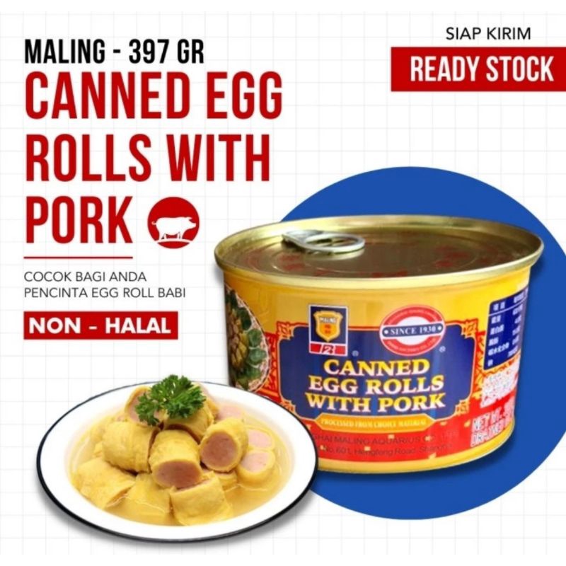 Jual Canned Pork Rolls Luncheon Meat/ TTS Maling Brand Egg Rolls With