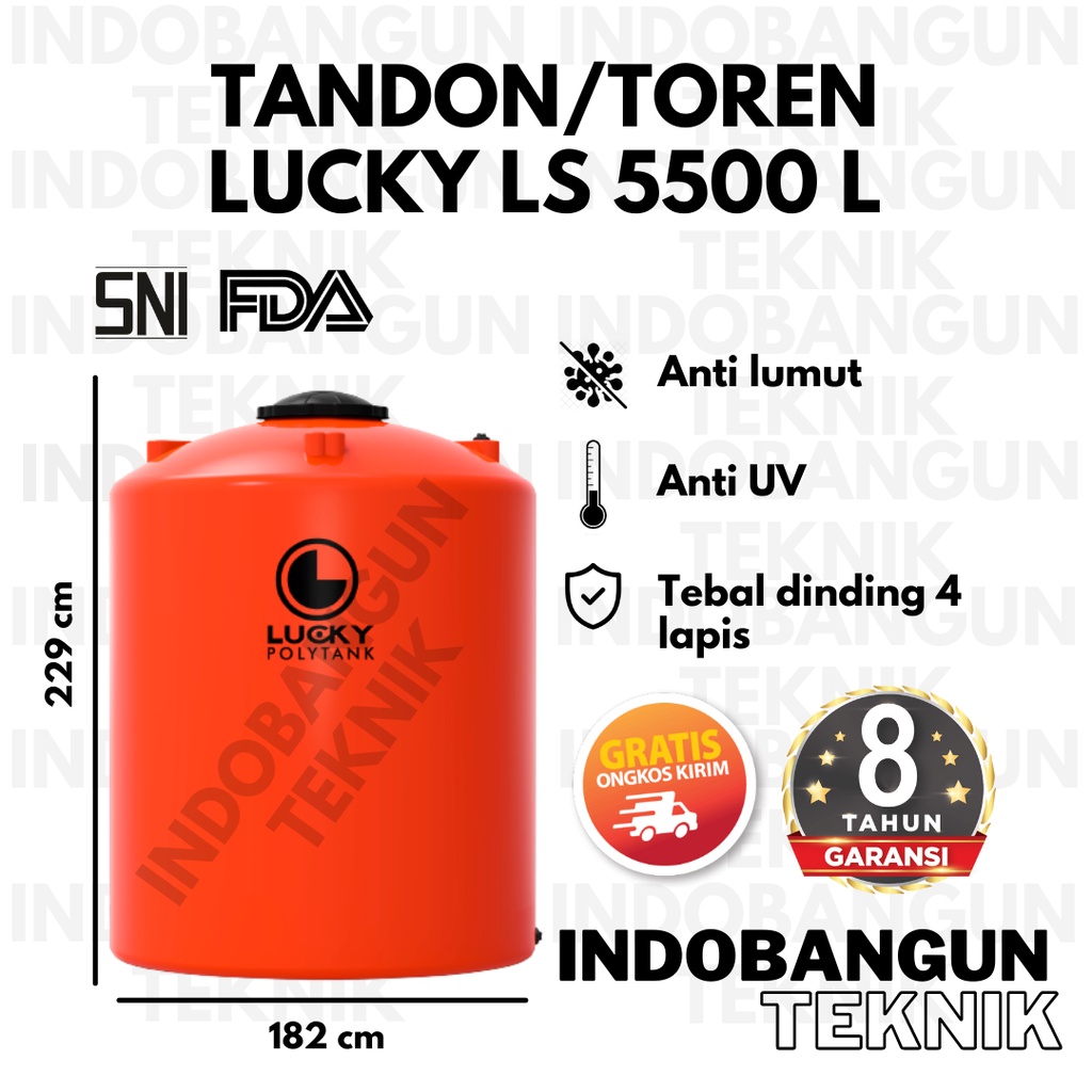 Tandon Toren Tangki Air Lucky Standard 5000 Liter 5500 Liter Harga Murah Garansi 8 Tahun Anti Lumut 