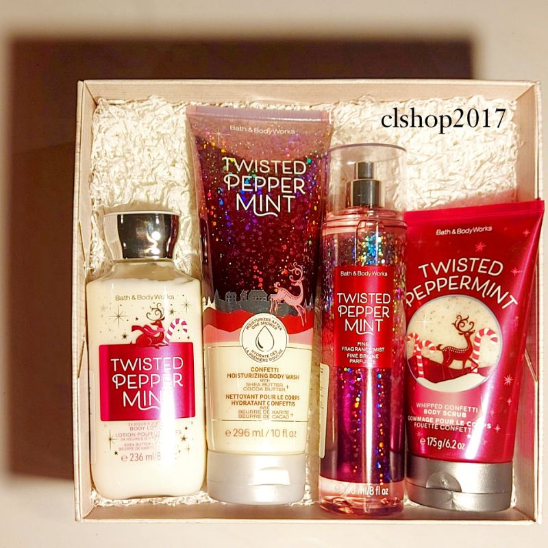 BBW TWISTED PEPPERMINT GIFT SET PAKET BATH &amp; BODY WORKS