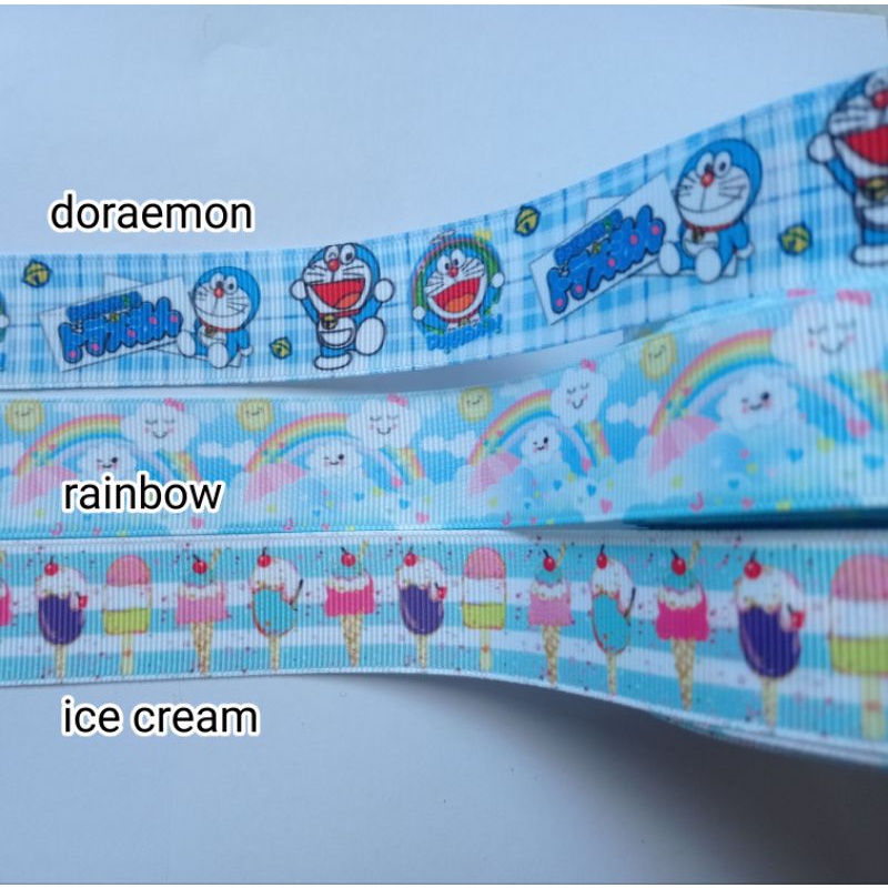 

Pita Grosgrain 1" Doraemon - Rainbow - Ice Cream