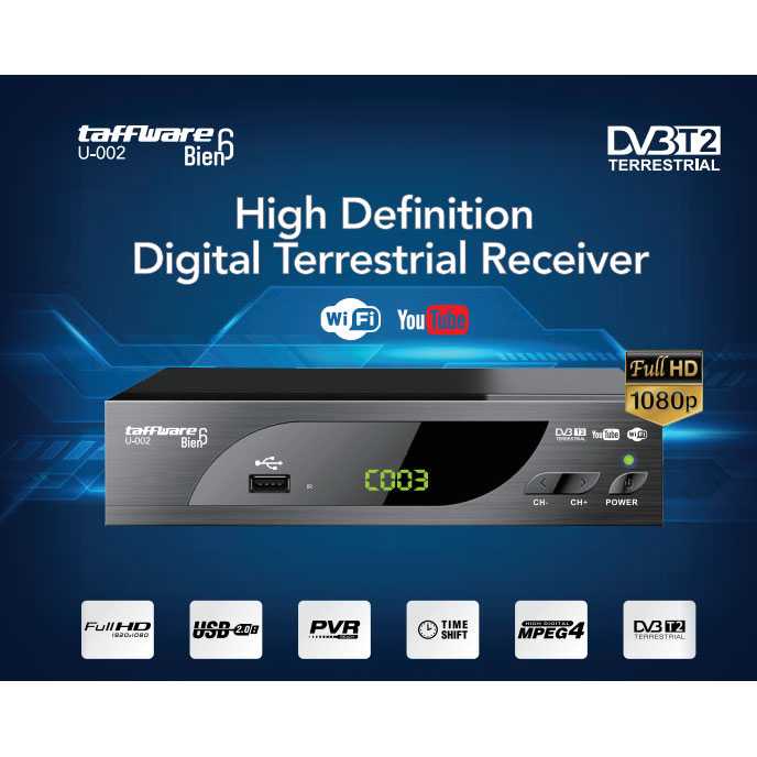 Taffware Bien6 Digital Satellite TV Tuner Box Receiver 1080P DVB-T2 - U-002 - Black