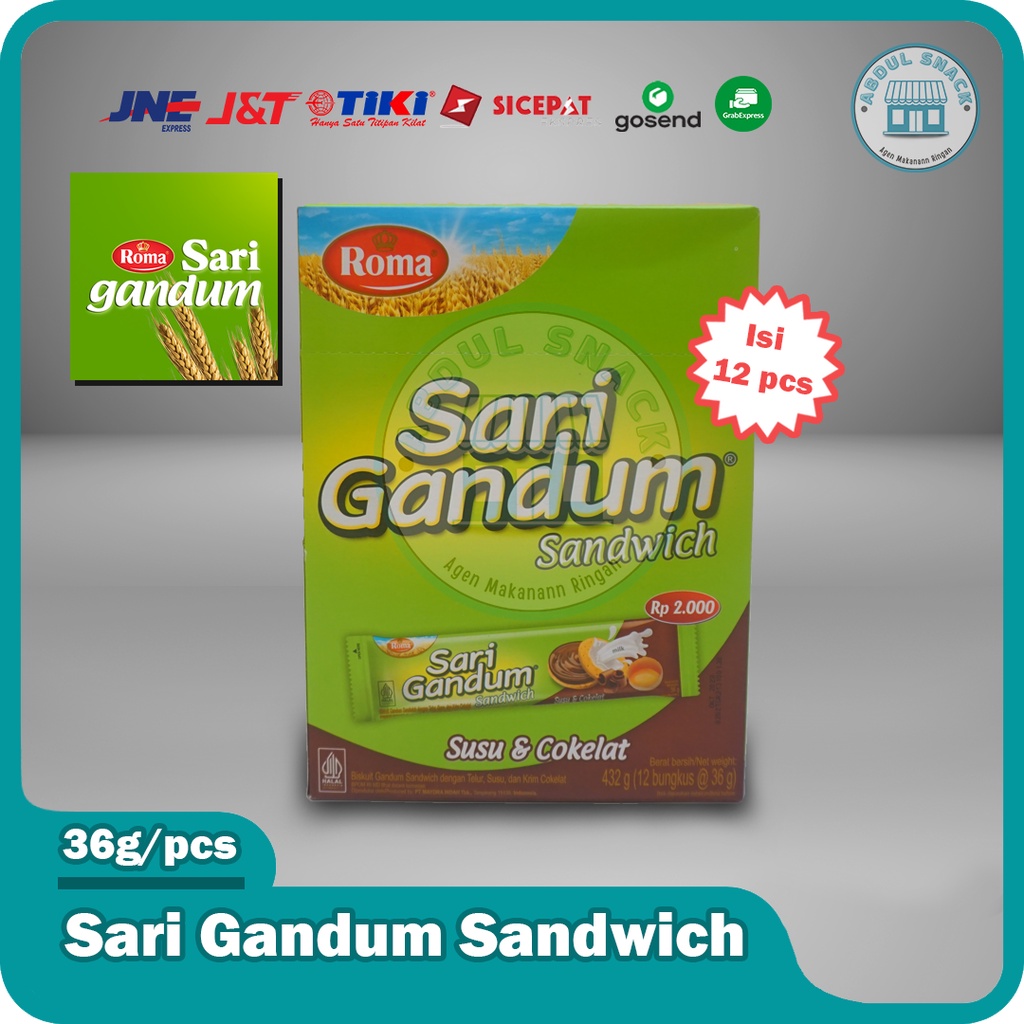 

Roma Sari Gandum Sandwich Coklat 1 pack isi 12pcs @36gr