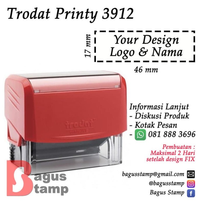 

Stempel Warna Otomatis Custom Design Logo & Nama - Trodat Printy 3912