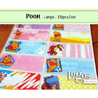 

Pooh LARGE Label nama waterproof. Sticker winnie piglet tigger eeyore