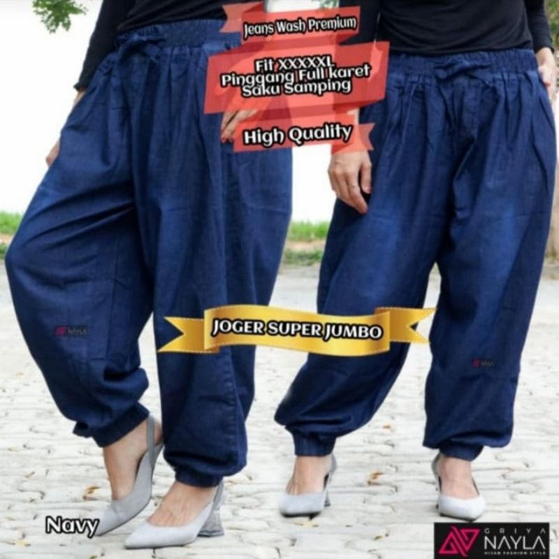 Celana jumbo wanita joger jeans jumbo wanita jeans pinggang karet wanita joger pants denim