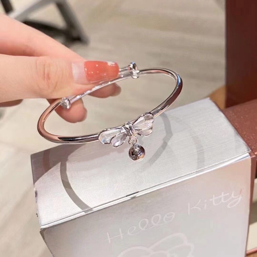 YEEZII Gelang Tangan Silver Aksen Lonceng / Pita Untuk Wanita