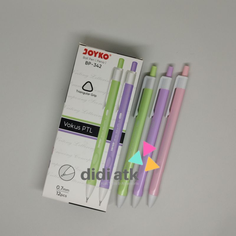 

Pulpen Cetek Ball Pen Segi Tiga Joyko Vocus PTL BP-342 0.7mm 1 Pak (12 Pcs)