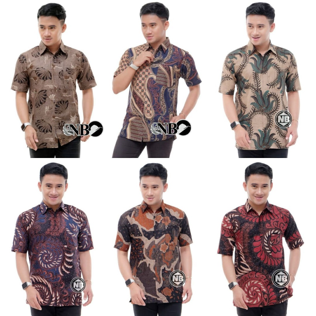 SIZE M L XL XXL XXXL BSWART Batik HRB026 Kenongo Hem Pendek Padi Pekalongan M L XL Batik Pria