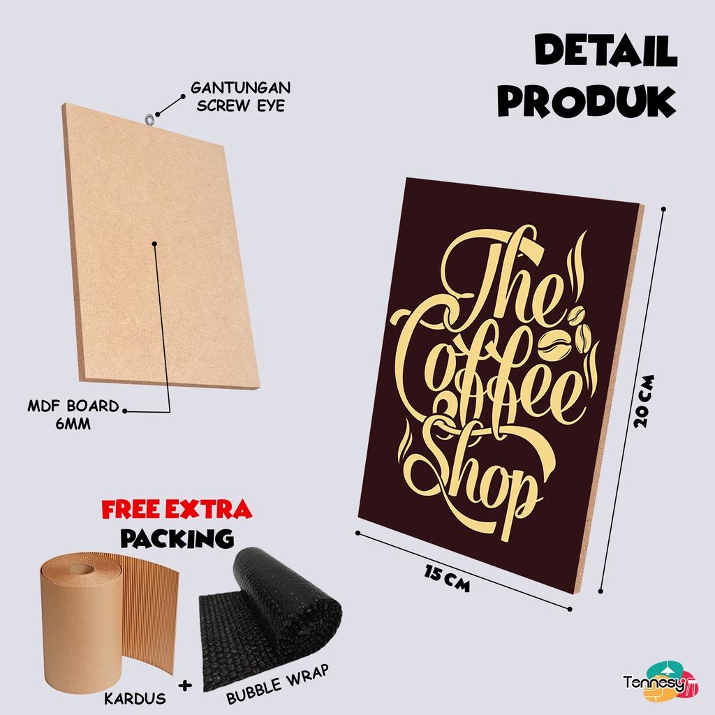 HIASAN DINDING COFFEE KOPI QUOTE WALL DECOR 15x20CM PAJANGAN KAYU POSTER DEKORASI DINDING KAMAR RUMAH KAFE