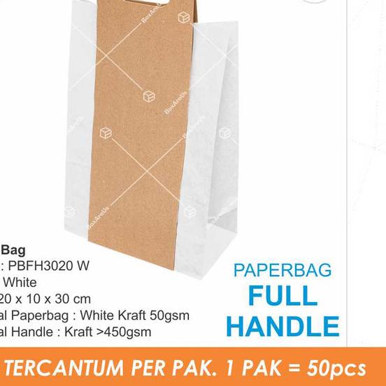 

Paper Bag Kantong Roti Lunch Paperbag Kraft Polos - PBFH3020 - F Putih 30