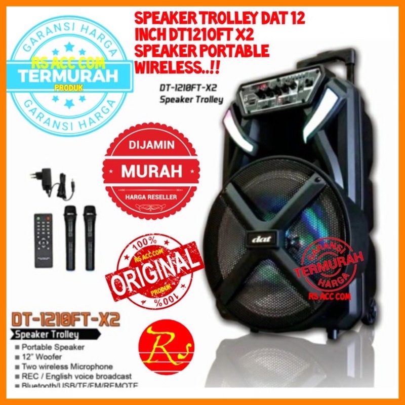 Speaker Trolley Dat 12 Inch DT1210FT X2 Speaker Portable Wireless
