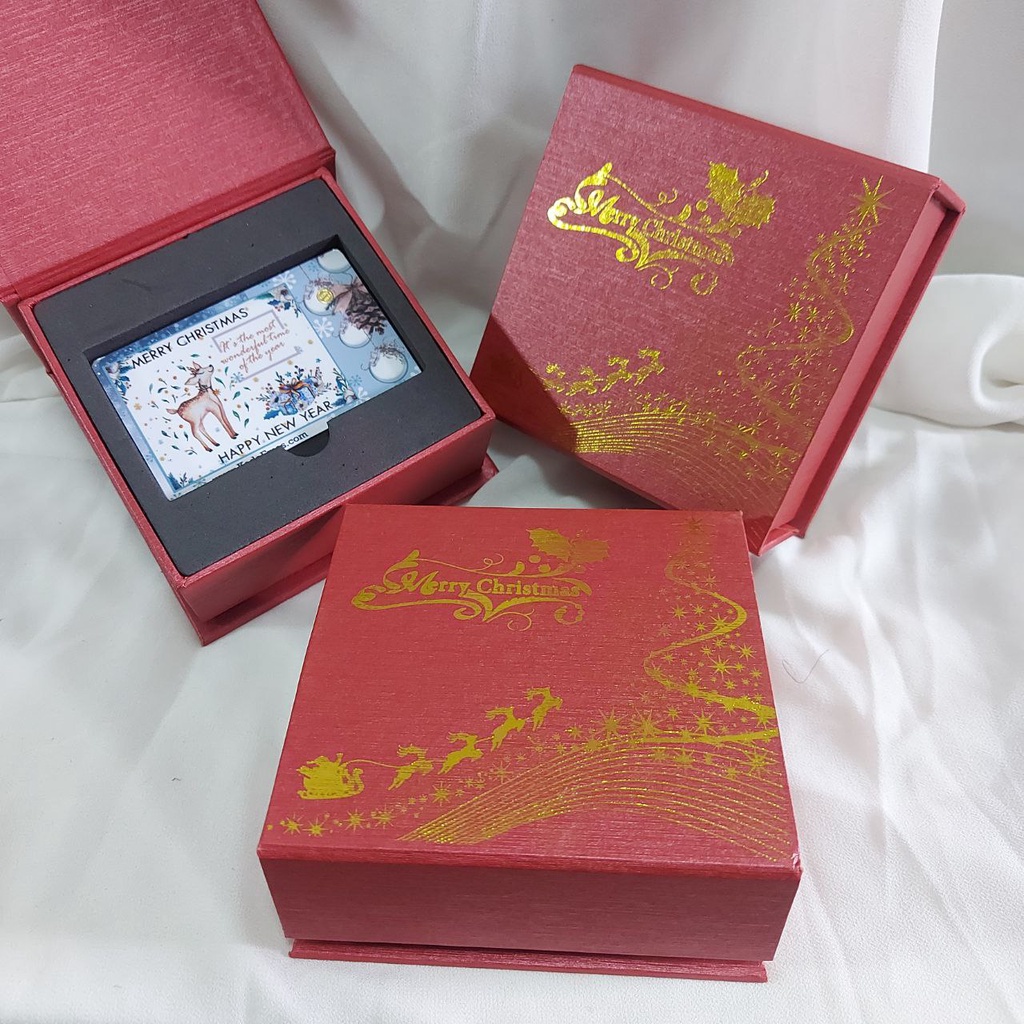 Kado Emas 0.025 gr dan Gift Box Merry Christmas Logam Mulia 24 Karat