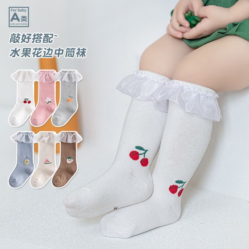 Kaos kaki bayi 0-1 thn model ruffle buah lucu baby girl perempuan import