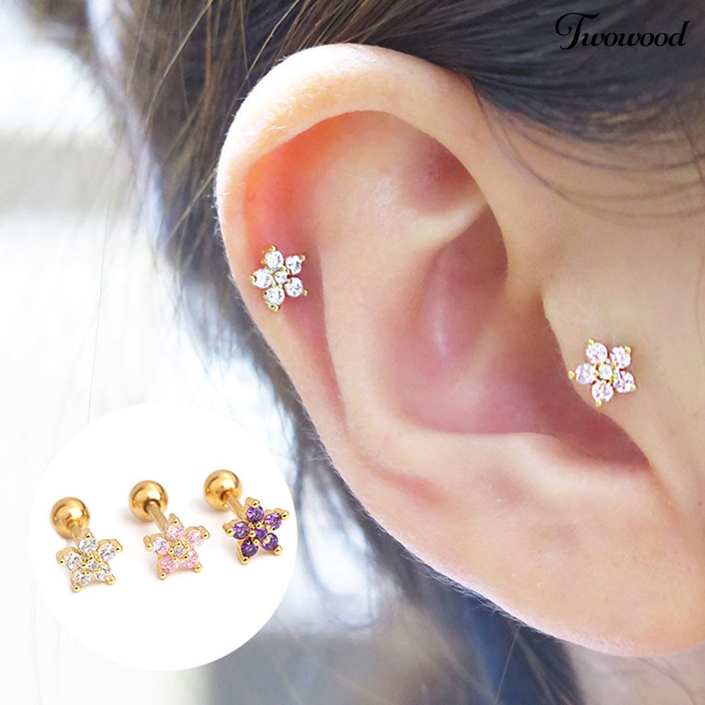 1pc Anting Stud Bentuk Bunga Gaya Korea Untuk Pesta