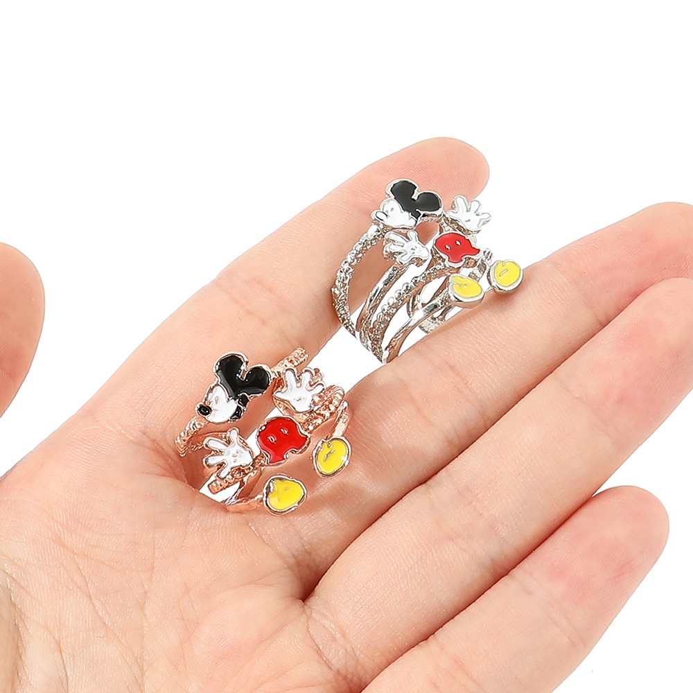 Cincin Model Terbuka Desain Disney Mickey Bahan S925 Silver Dapat Disesuaikan Untuk Hadiah