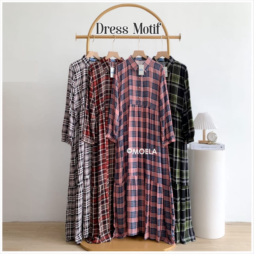 Dress Motif / gamis / long dress /Maxi dress/dres kotak-kotak/gamis kotak/gamis moela