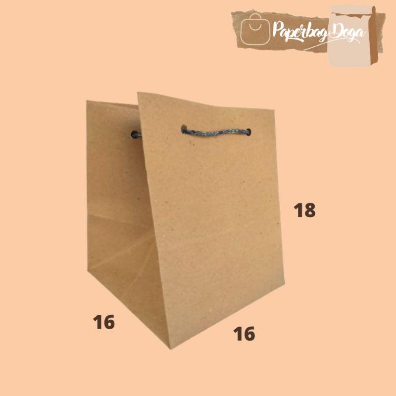 

PAPERBAG PAPER BAG POLOS COKLAT 16X16X18 TEMPAT CAKE TAS KUE