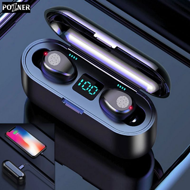 HEADSET EARPHONE BLUETOOTH/WIRELESS TWS F9 REAL BASS