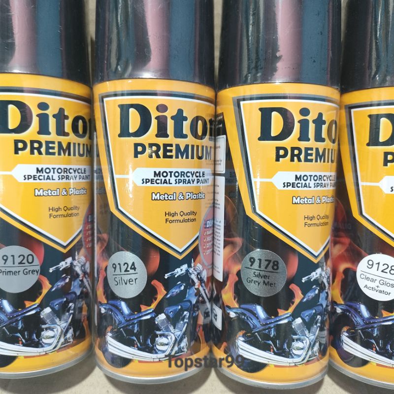 Pilok Cat Diton Premium Paket Lengkap 4 Kaleng Silver Grey Met Abu Abu Metalik 9178 Primer Grey 9120 Silver 9124 Clear Gloss 9128 400cc Pilox Paketan Cat Semprot Special Spray Paint