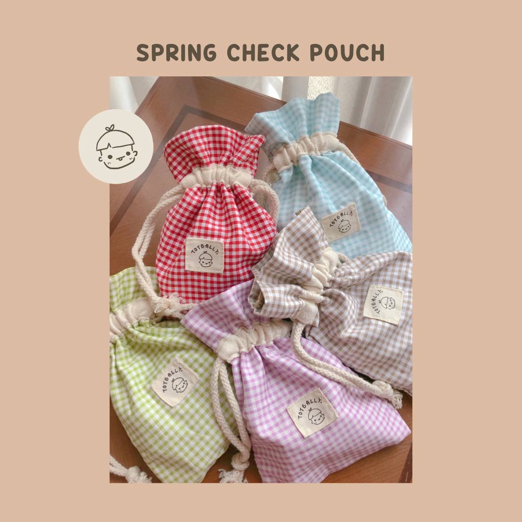 Jual Toteally Spring Check String Pouch Bag Organizer, pouch Shopee Indonesia