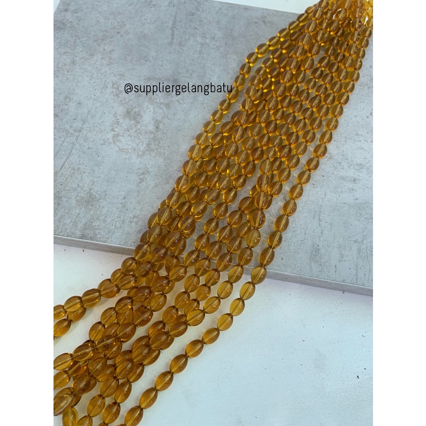 batu alam Penden tabung yellow quartz 6 x 10 mm akik kuarsa kuning