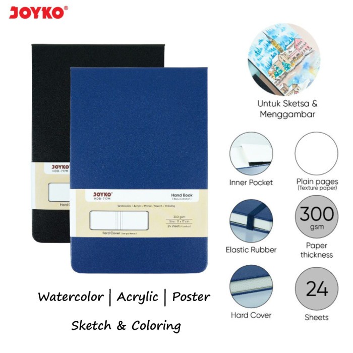 

[COD] Joyko Handbook for Sketch Drawing & Painting HDB-717 - 300gsm paper - 9x14 cm, Hitam