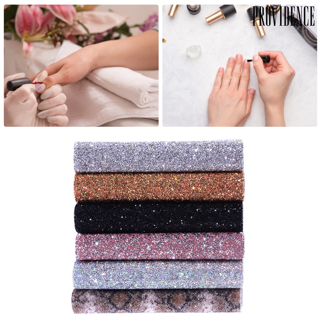 Providence Pad / Alas Kuku Palsu Motif Berlian Imitasi / Sequin Berkilau Untuk Nail Art / Salon