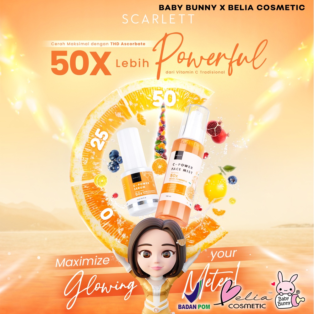 ❤ BELIA ❤ SCARLETT Whitening C-Power Series | Face Serum | Face Mist | Brightening | Perawatan Wajah | Spray | BPOM