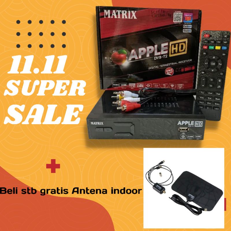 STB Set top box tv digital matrix aple merah