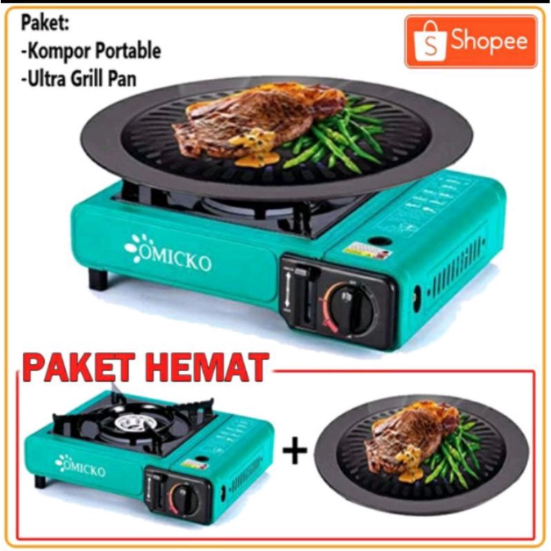 Paket Kompor grill pan Free Koper /Paket Kompor portable grill pan Free Koper
